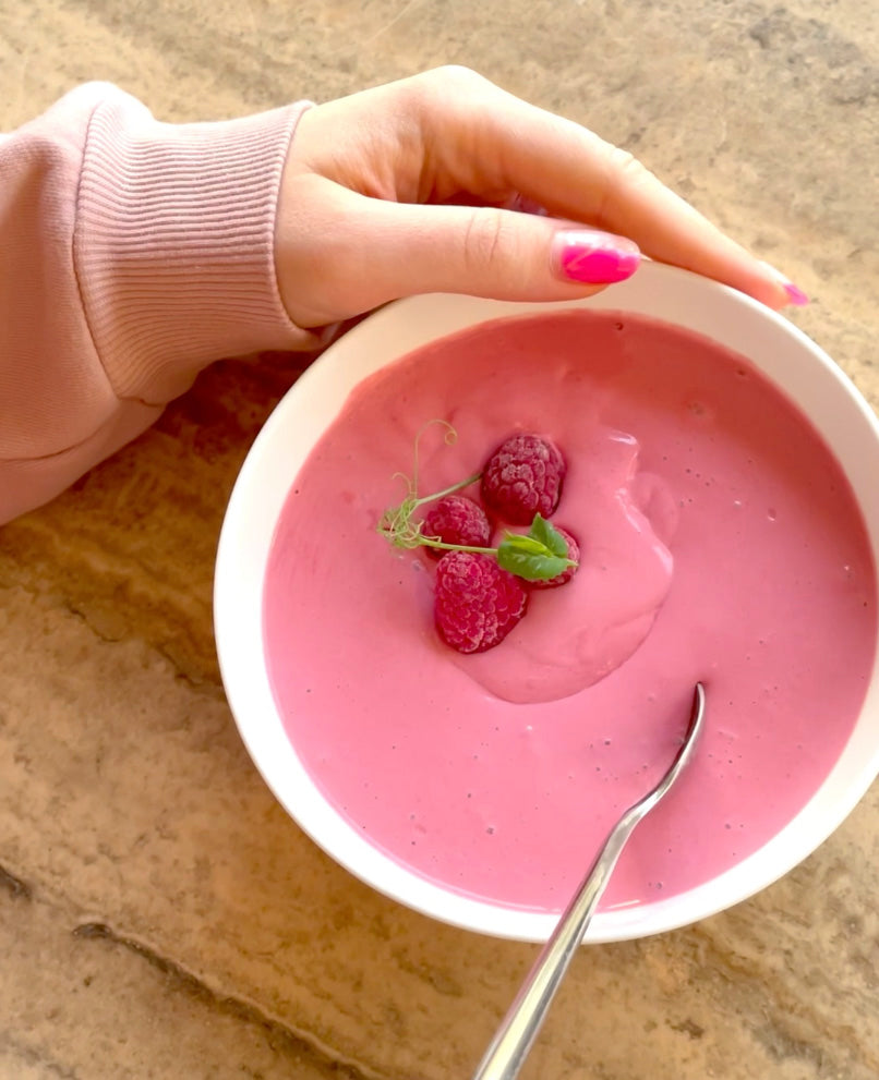 Bright Pink Raspberry Smoothie Bowl